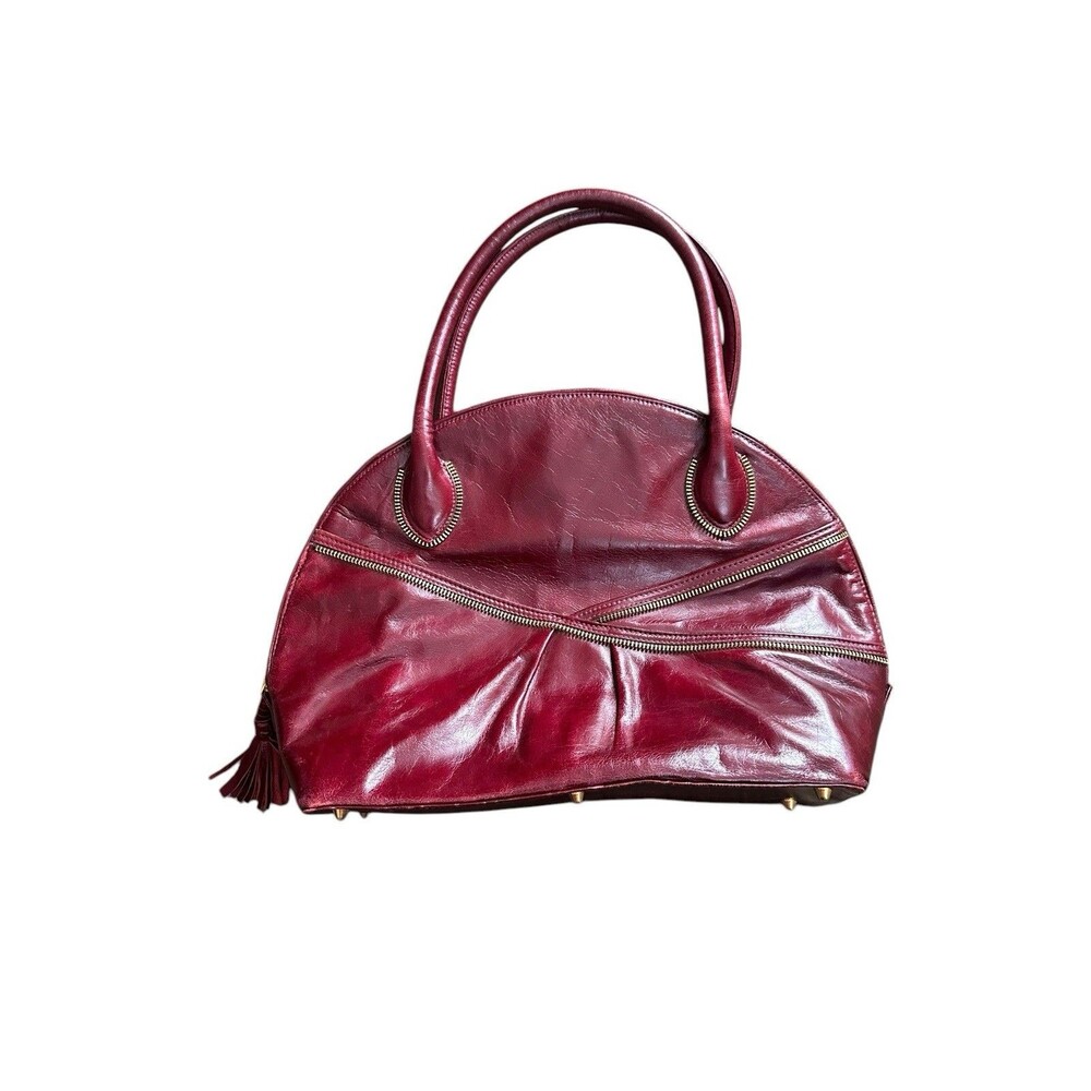 Zina Eva Shoulder / Hand Bag Purse Rare HTF Zipper Accents Tassel Large